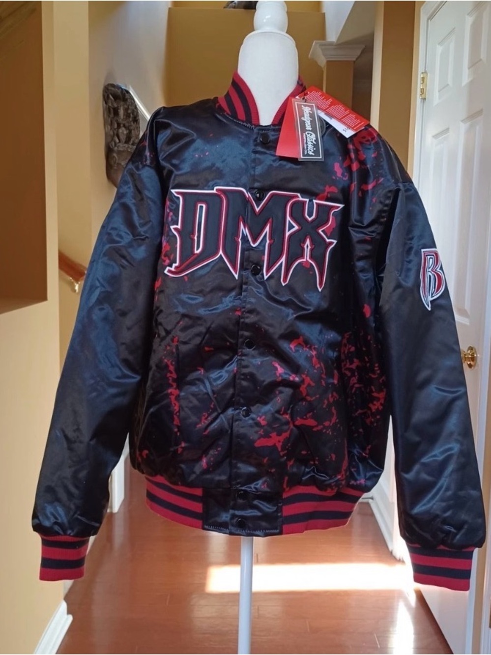 DMX Black & Red Satin Bomber Jacket